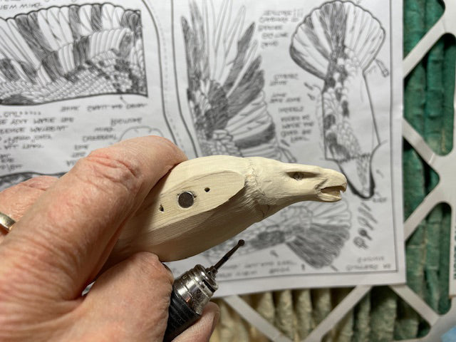 Carve and Texture a Miniature Soaring Bald Eagle with Cam Merkle