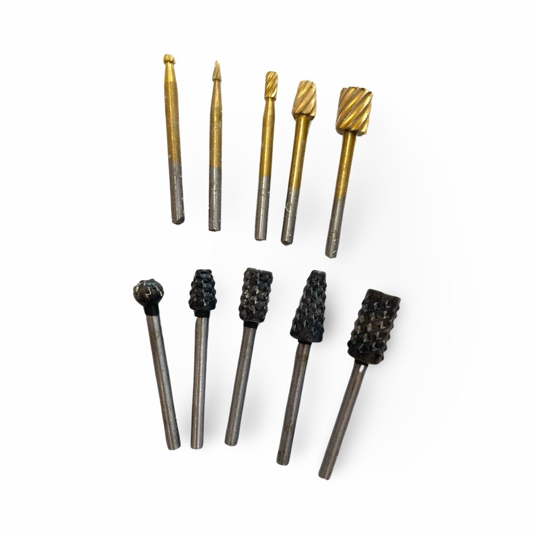 10 piece HSS Rotary Bur set Assortment - 5-Gold 5-Black