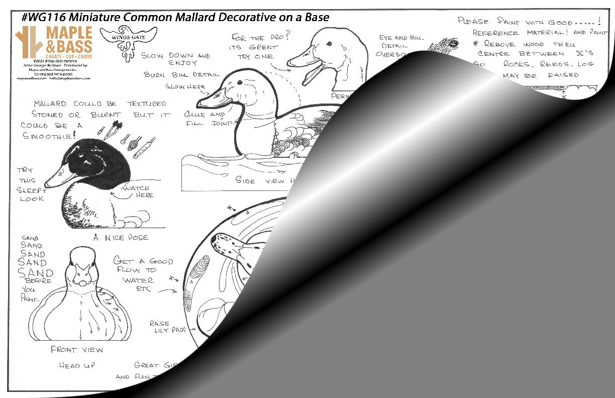 Mallard Drake Miniature Decorative Decoy Wings Gate Pattern #WG116