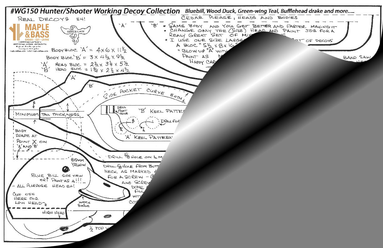 Working Decoy Collection Wings Gate Pattern 11x17 #WG150