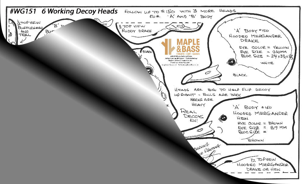 Working Decoy Head Collection Wings Gate Pattern 8.5x14 #WG151