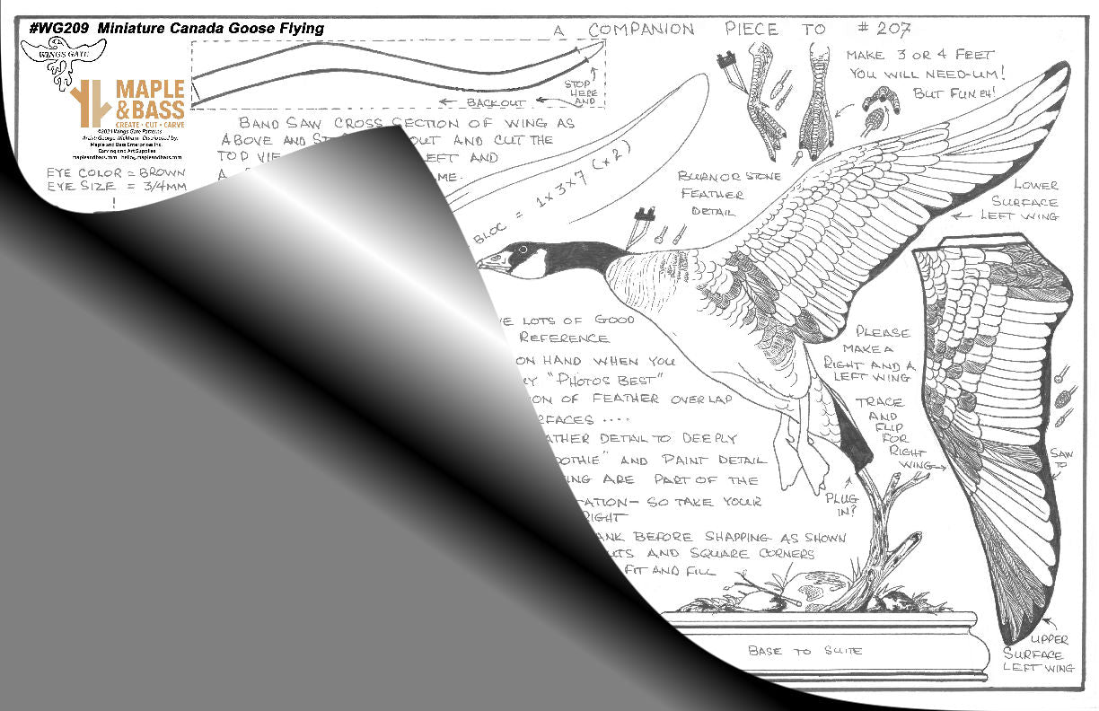 Canada Goose Miniature Flying Wings Gate Pattern or Blank #WG209