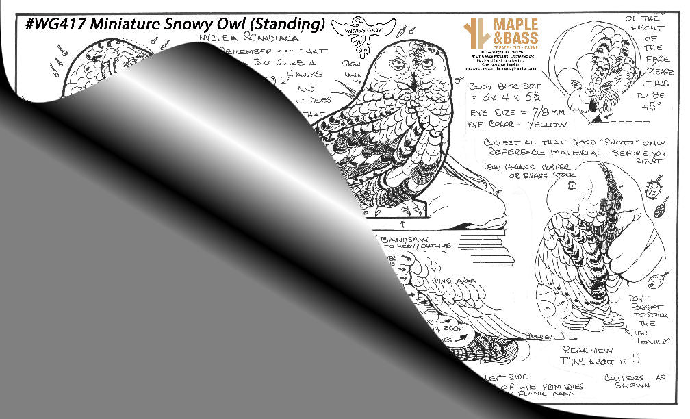 Owl, Snowy, Perched Miniature Wings Gate Pattern 8.5x14 #WG417