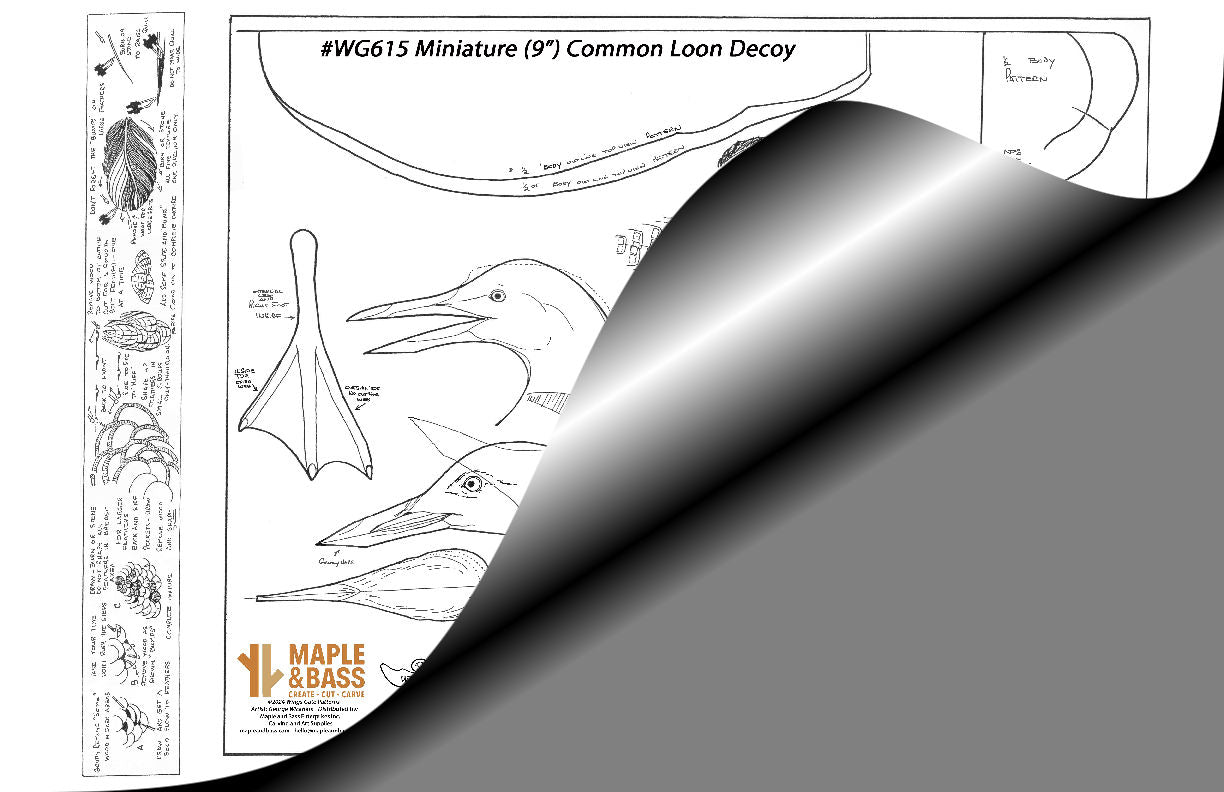 Common Loon Decoy 9" Miniature Wings Gate Pattern 11x17 #WG615