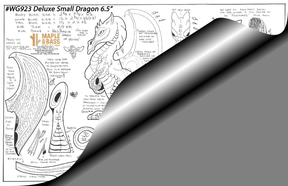Deluxe Small Dragon 6.5", Wings Gate Pattern #WG923