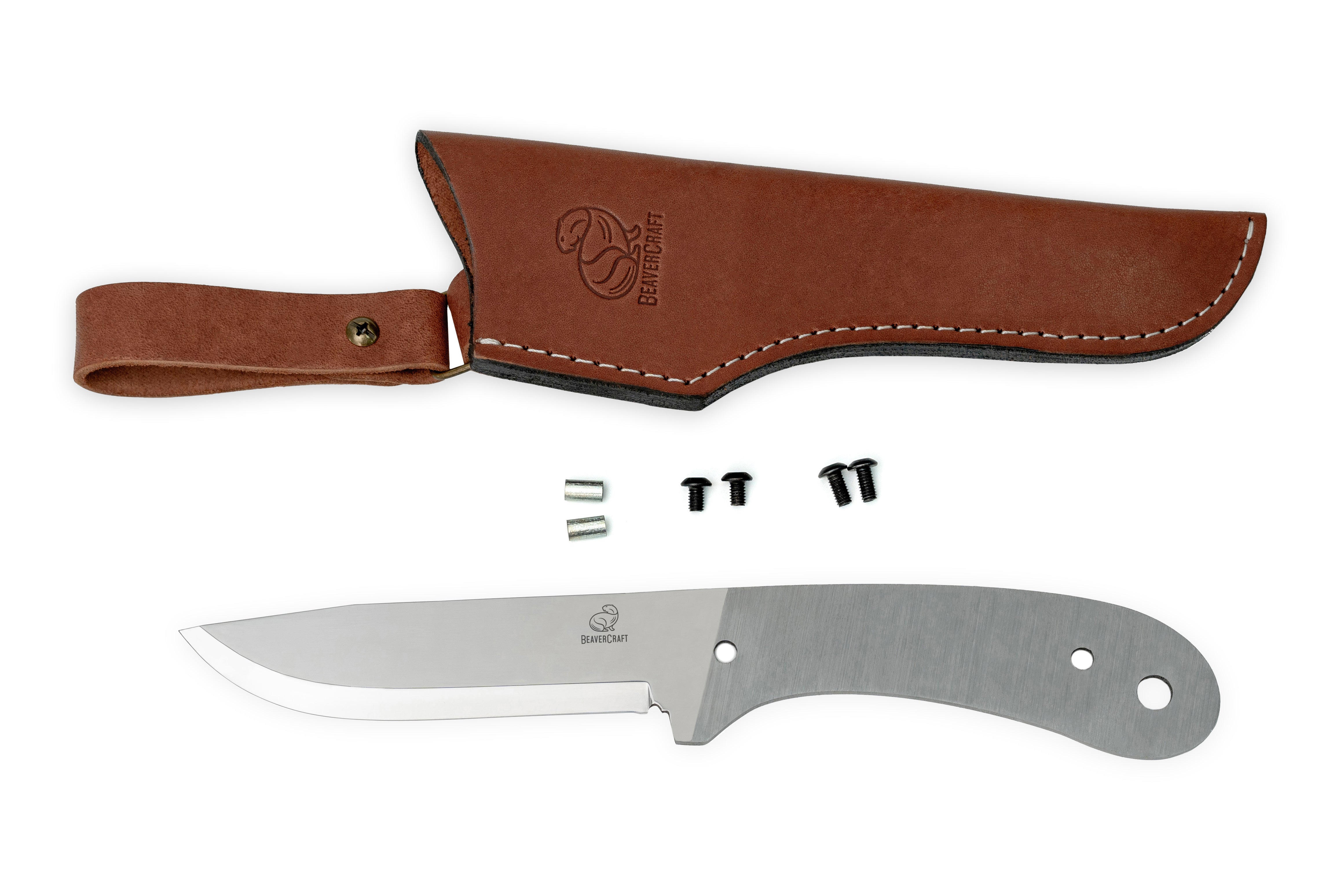 Carbon Steel Bushcraft Knife Kit with Leather Sheath