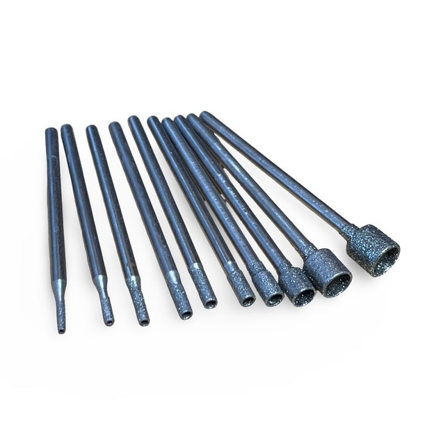 Diamond Bit Set - 3/32" Shanks 10 Pieces Hollow-tip Cylinder