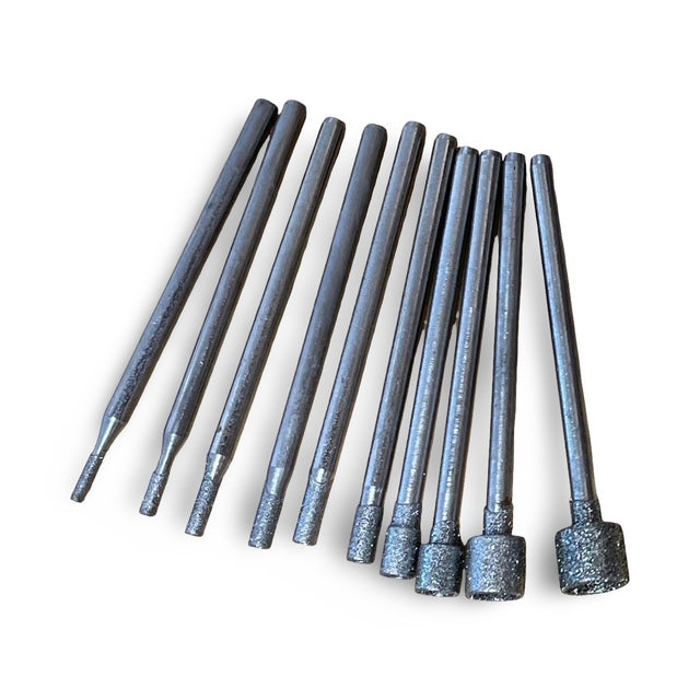 Diamond Bit Set - 3/32" Shanks 10 Pieces Hollow-tip Cylinder