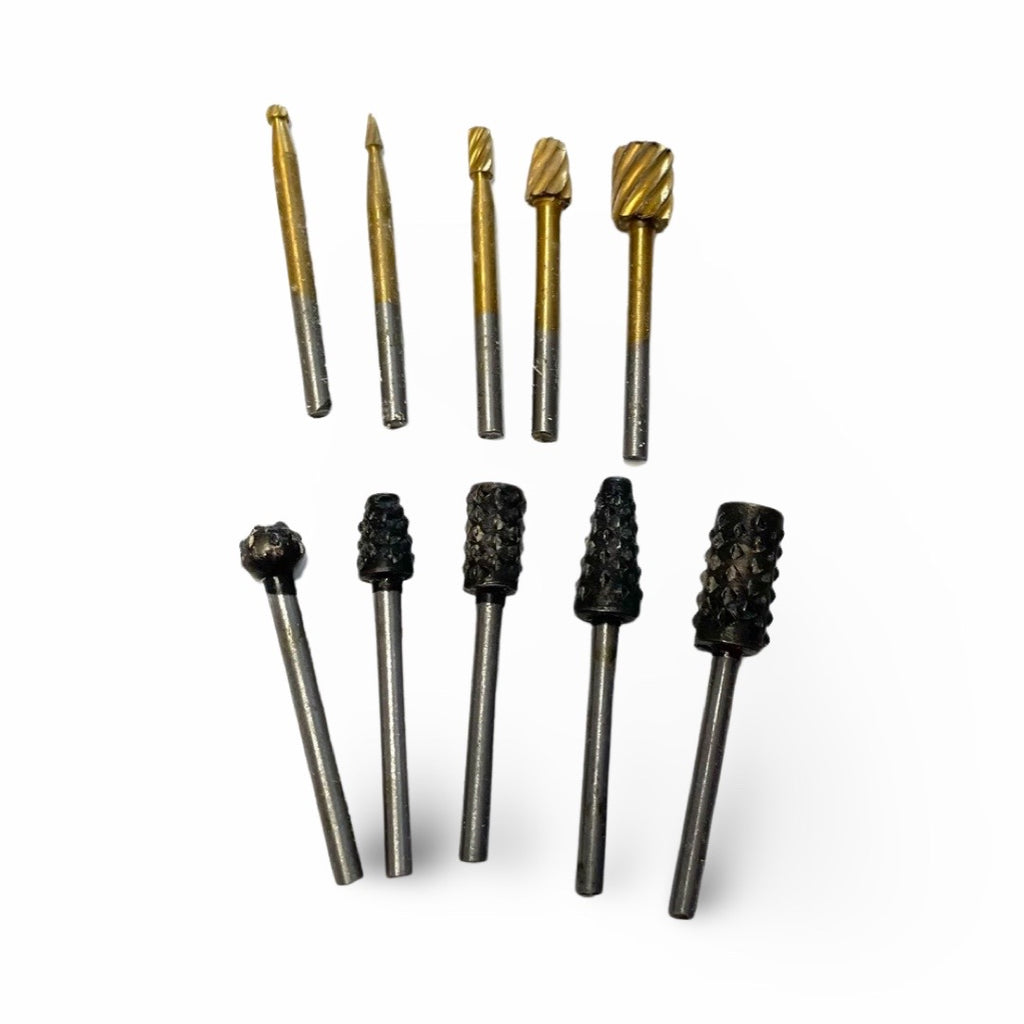 301 Bur 10 piece HSS Rotary Bur set Assortment - 5-Gold 5-Black