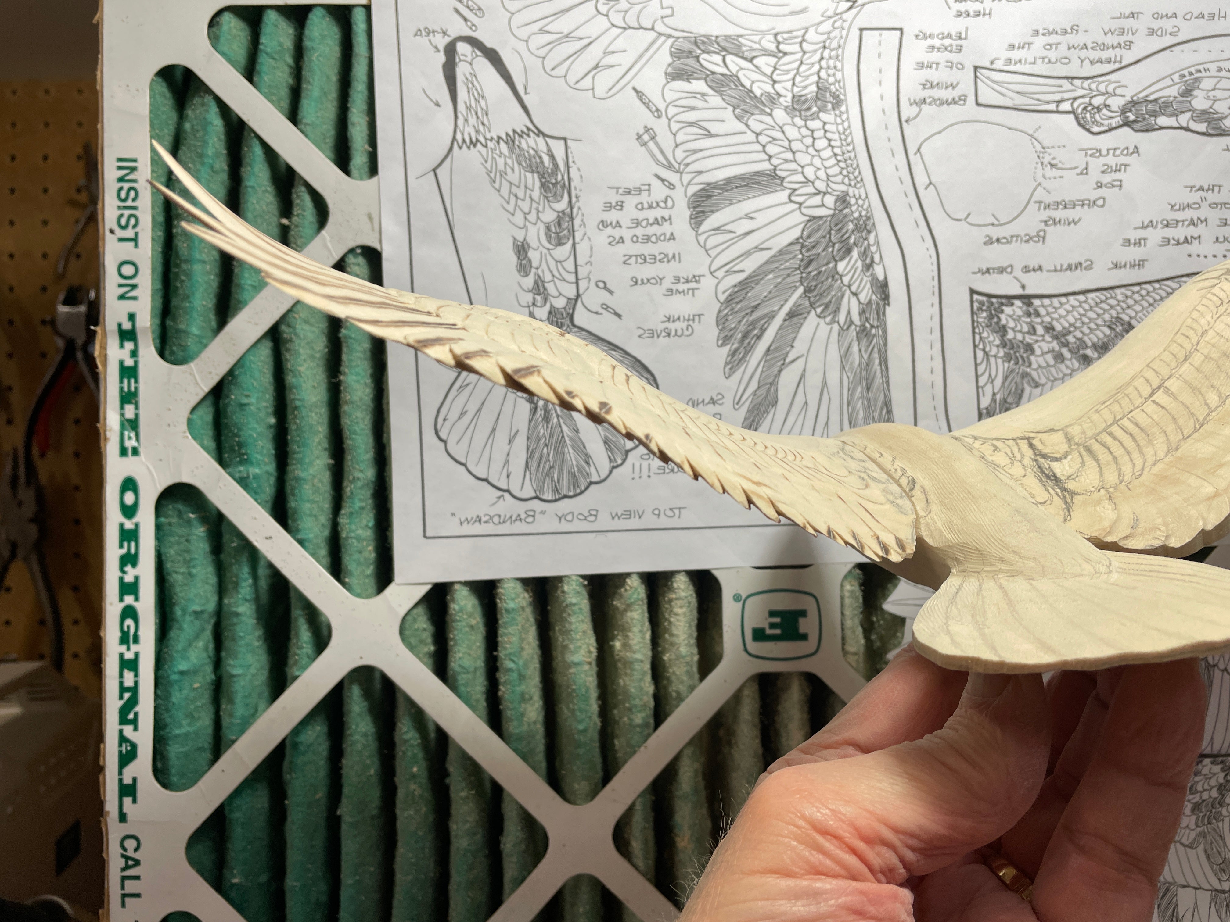 Carve and Texture a Miniature Soaring Bald Eagle with Cam Merkle