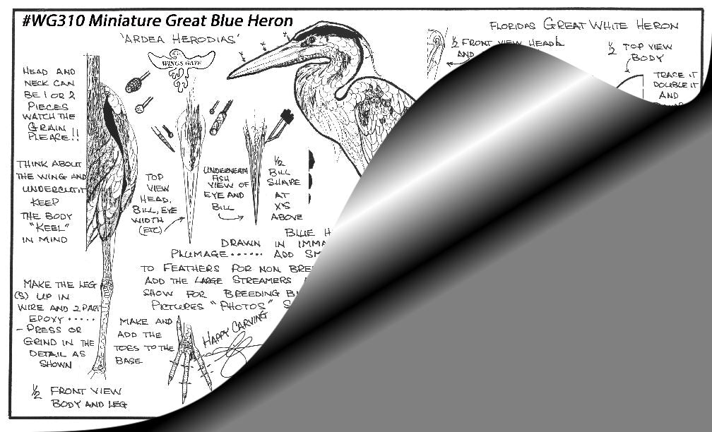 Heron, Great Blue Standing, Miniature Wings Gate Pattern #WG310