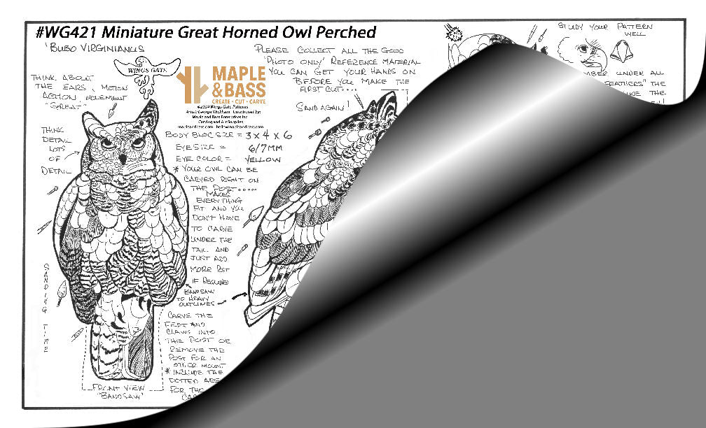 Owl, Great Horned, Perched Miniature Wings Gate Pattern 8.5x14 #WG421