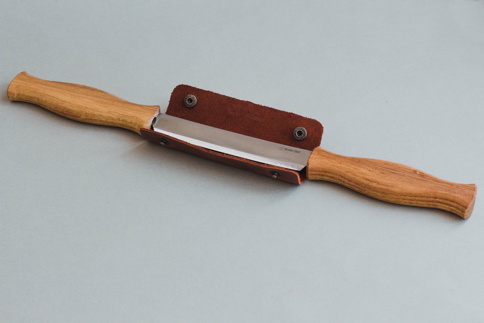 Drawknife 3mm with Oak Handle with Leather Sheath