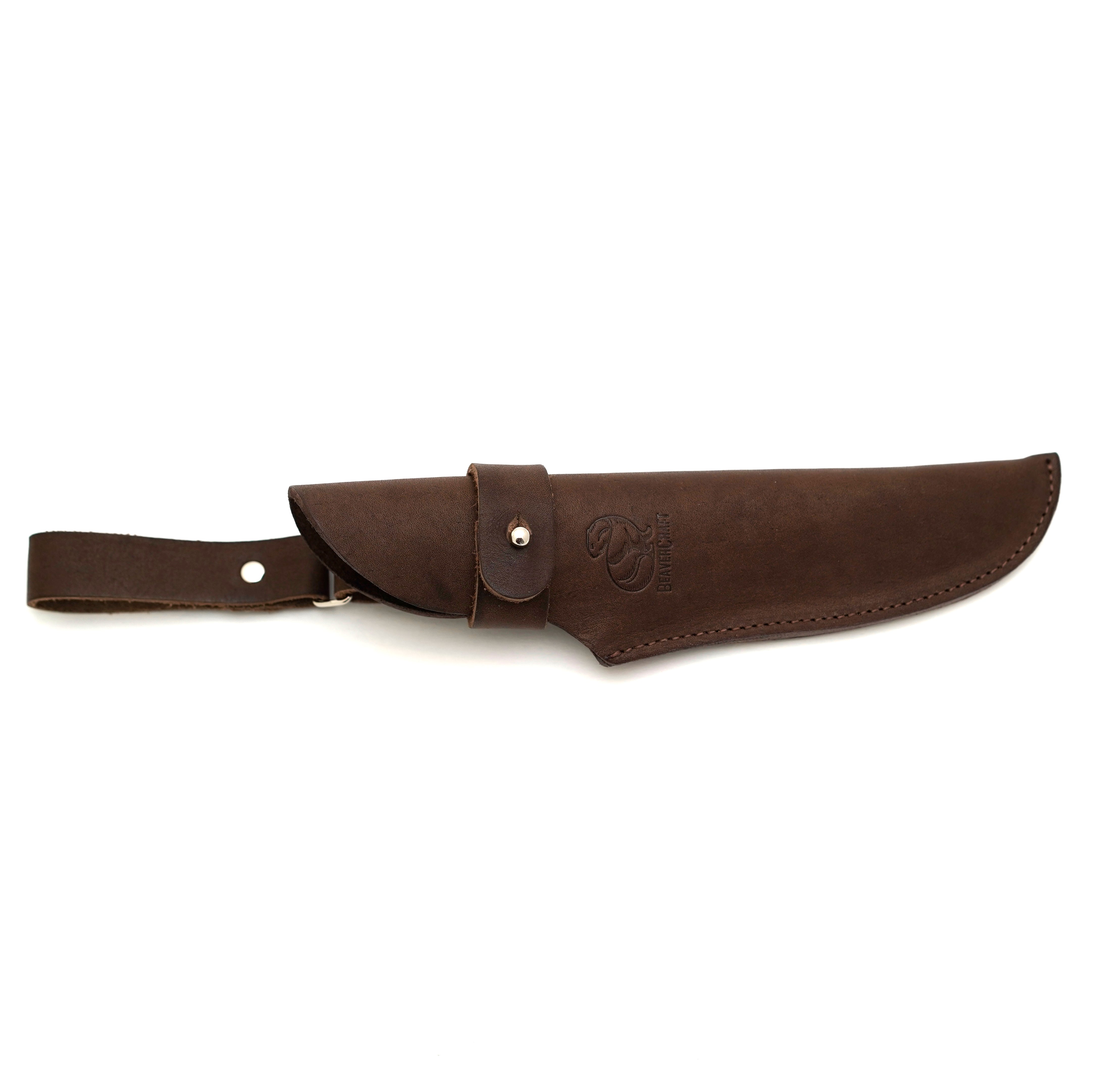 Carbon Steel Blued-Blade Bushcraft Knife Walnut Handle with Leather Sheath